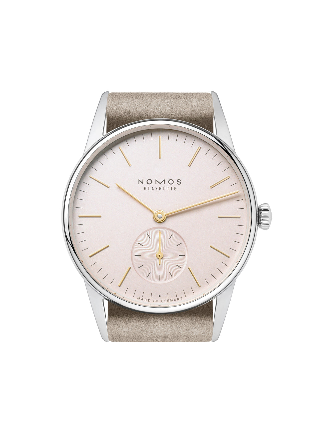 NOMOS Orion 32.8mm Galvanized, silver-plated, rosé Dial Beige Vegan velour, remborded Strap
