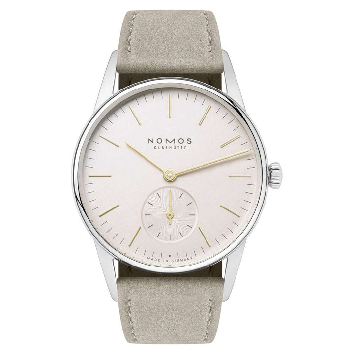 NOMOS Orion 32.8mm Galvanized, silver-plated, rosé Dial Beige Vegan velour, remborded Strap