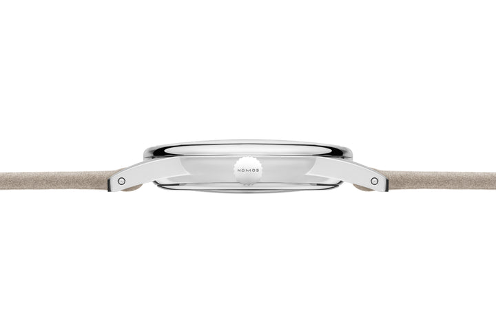 NOMOS Orion 32.8mm Galvanized, silver-plated, rosé Dial Beige Vegan velour, remborded Strap