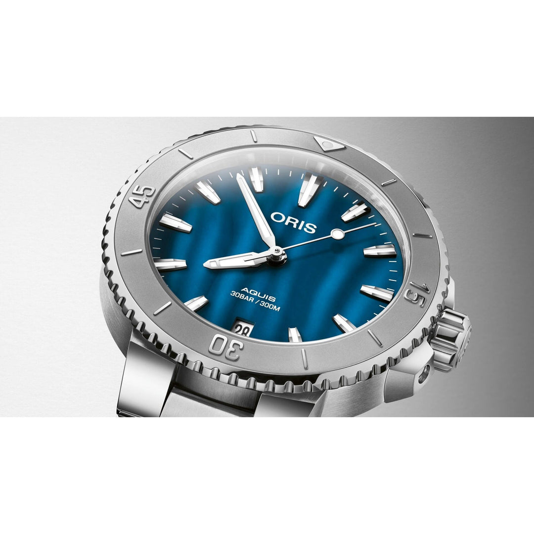 Oris Aquis 36.5mm Blue MOP Dial Silver Steel Bracelet
