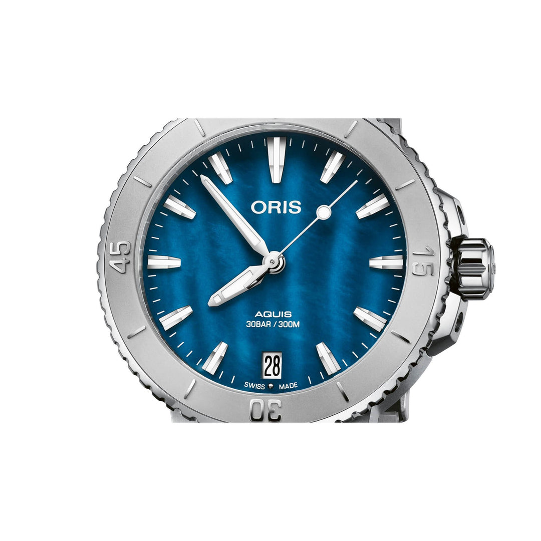 Oris Aquis 36.5mm Blue MOP Dial Silver Steel Bracelet