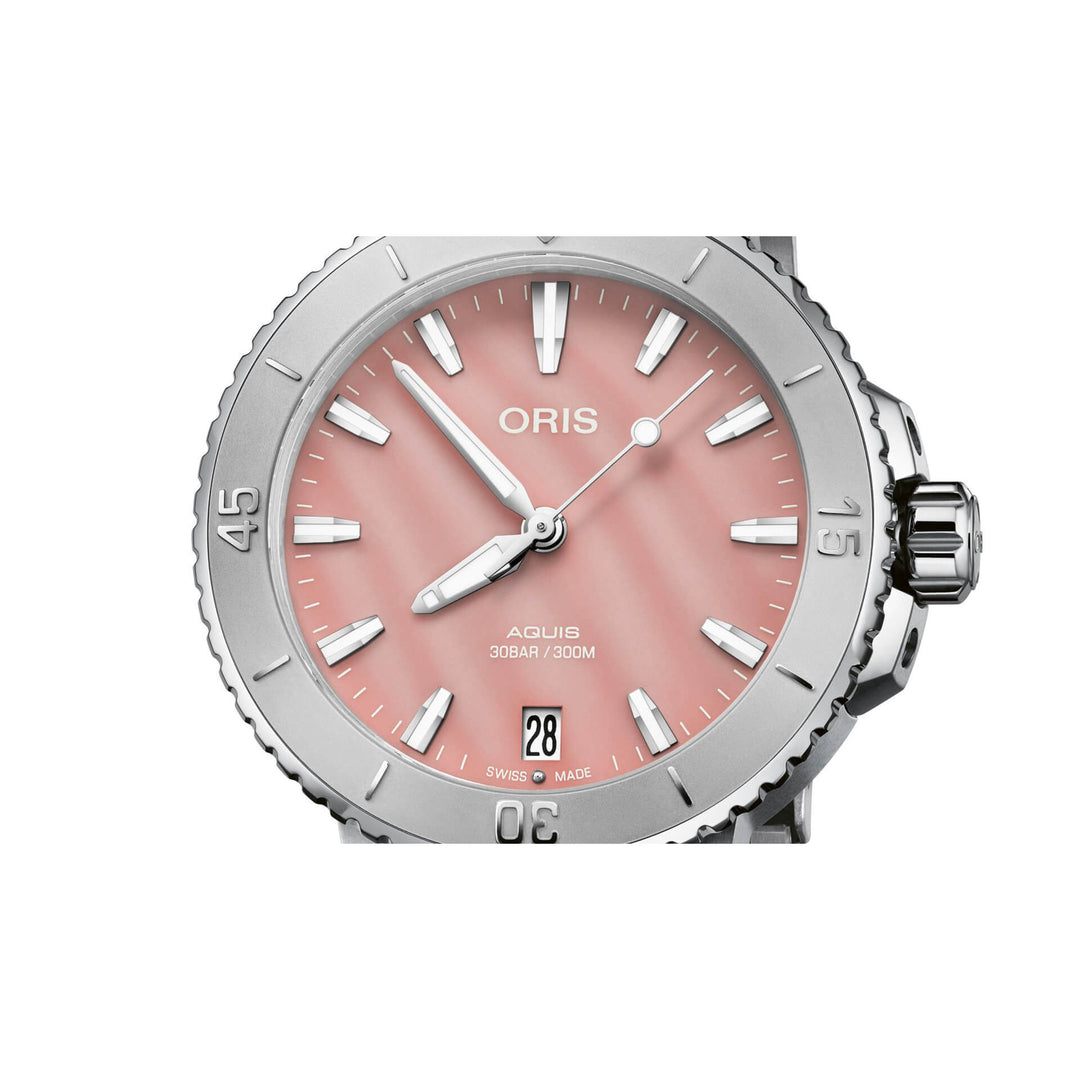 Oris Aquis 36.5mm Pink MOP Dial Silver Steel Bracelet