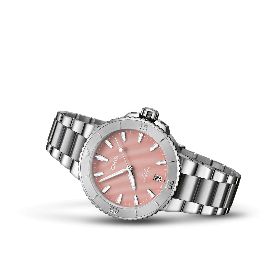 Oris Aquis 36.5mm Pink MOP Dial Silver Steel Bracelet