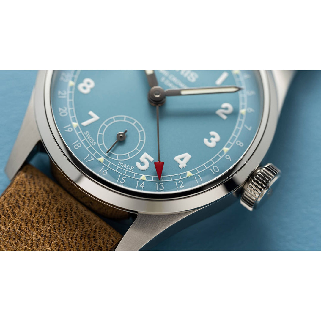 Oris Big Crown Calibre 473 38mm Blue Dial Brown Leather Strap