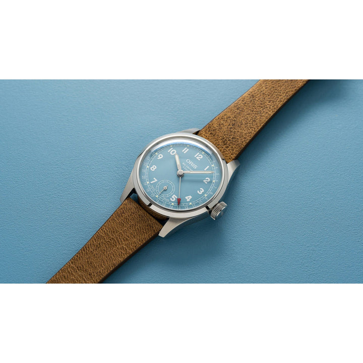 Oris Big Crown Calibre 473 38mm Blue Dial Brown Leather Strap