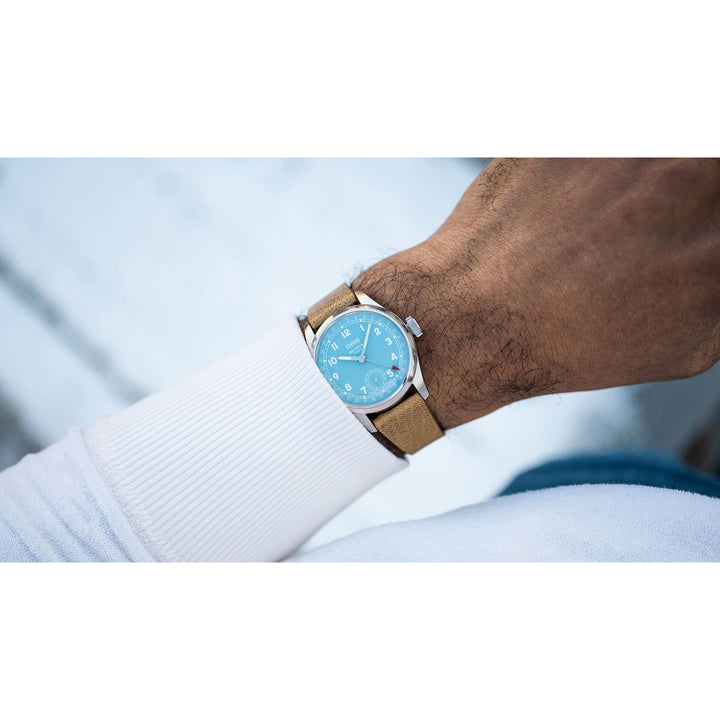Oris Big Crown Calibre 473 38mm Blue Dial Brown Leather Strap
