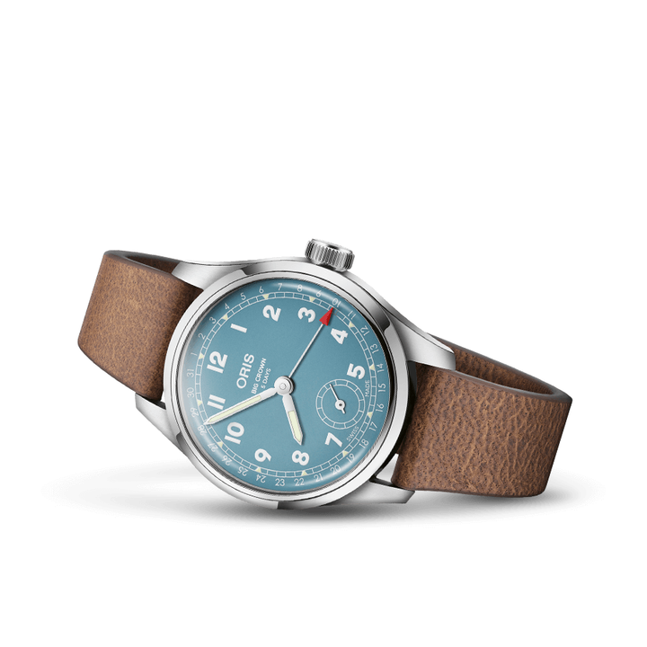 Oris Big Crown Calibre 473 38mm Blue Dial Brown Leather Strap