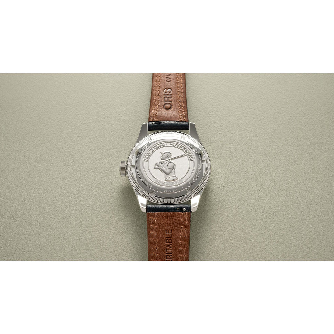 Oris Big Crown X Hank Aaron Limited Edition 40mm White Dial Blue Leather Strap