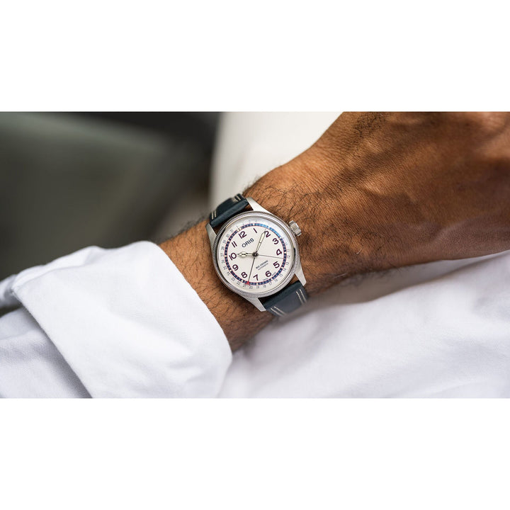Oris Big Crown X Hank Aaron Limited Edition 40mm White Dial Blue Leather Strap