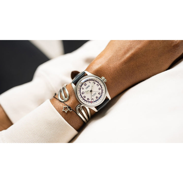 Oris Big Crown X Hank Aaron Limited Edition 40mm White Dial Blue Leather Strap