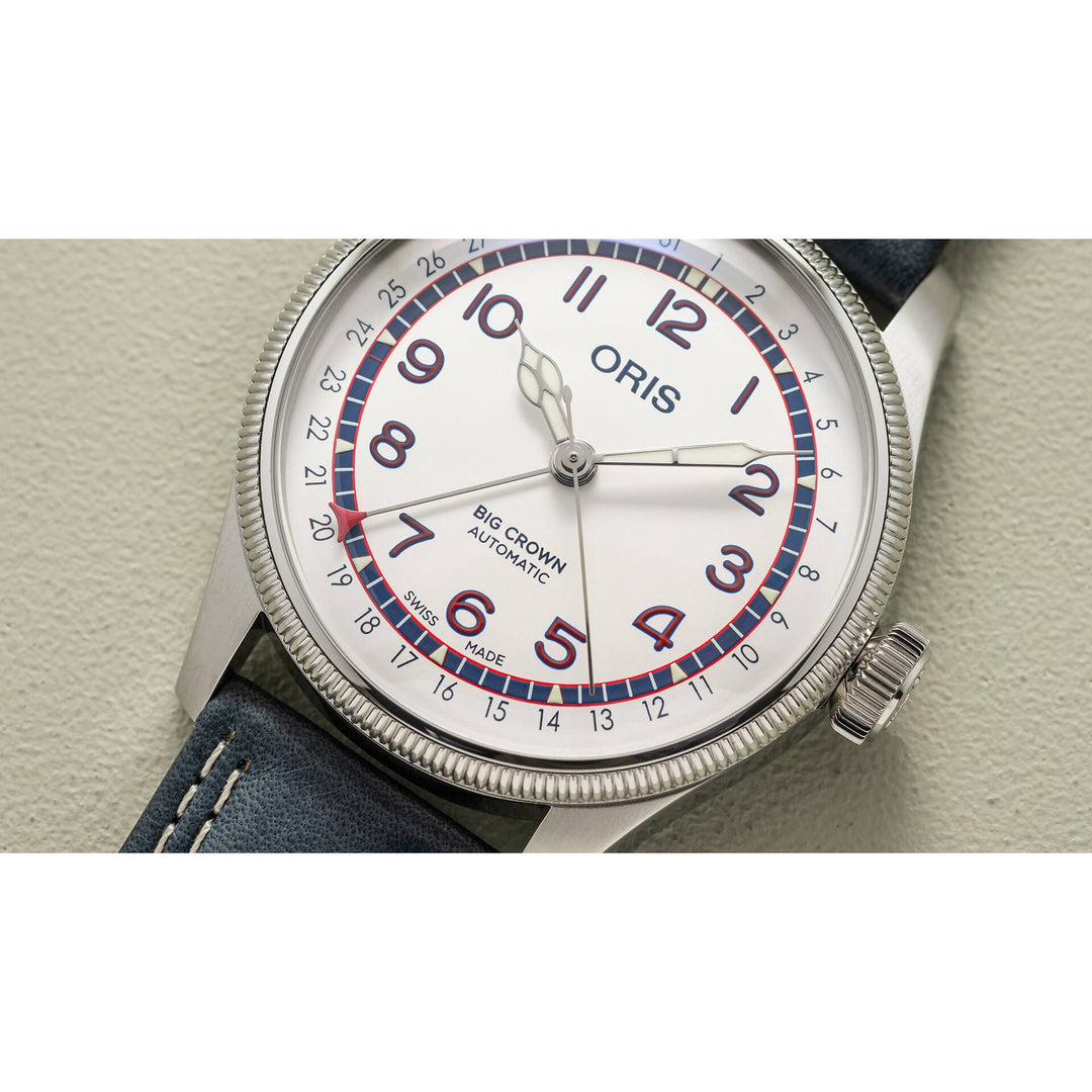 Oris Big Crown X Hank Aaron Limited Edition 40mm White Dial Blue Leather Strap