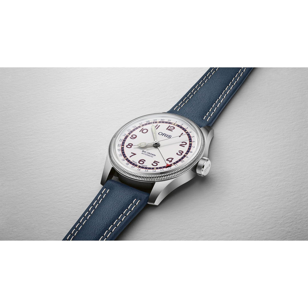 Oris Big Crown X Hank Aaron Limited Edition 40mm White Dial Blue Leather Strap