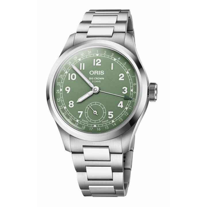 Oris Big Crown Pointer Date Cal 403 40mm Green Dial Silver Steel Bracelet