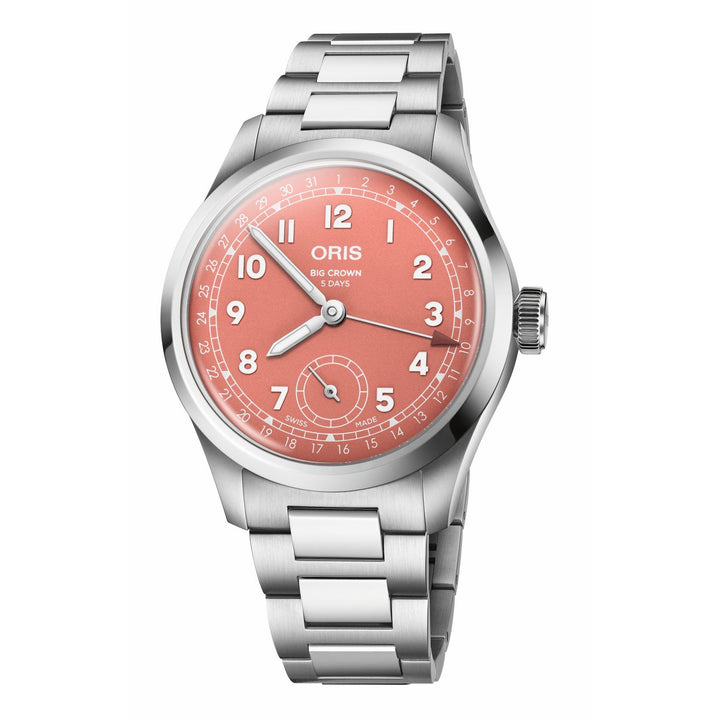 Oris Big Crown Pointer Date Cal 403 40mm Red Dial Silver Steel Bracelet