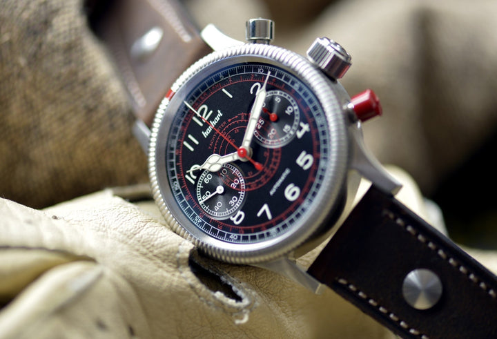 Hanhart PIONEER TachyTele 40mm Black Dial Black Strap