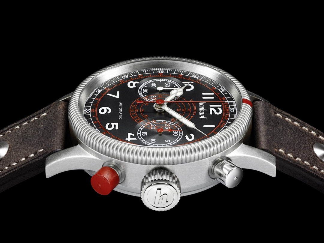 Hanhart PIONEER TachyTele 40mm Black Dial Black Strap
