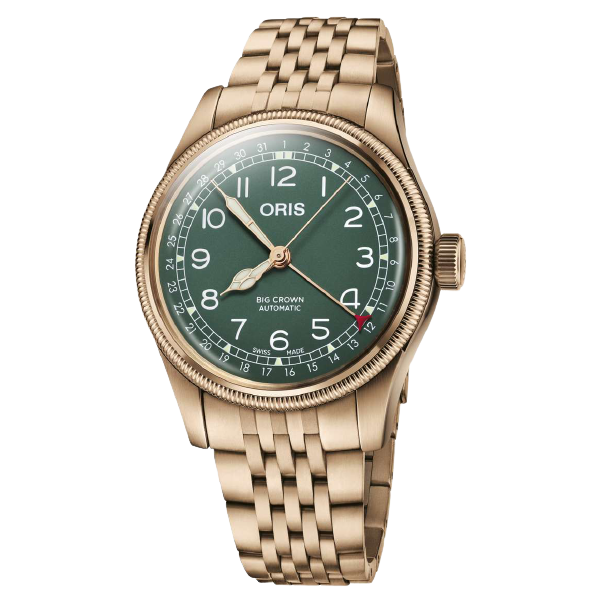 Oris Big Crown Bronze Pointer Date 40mm Green Dial Bronze Leather Strap