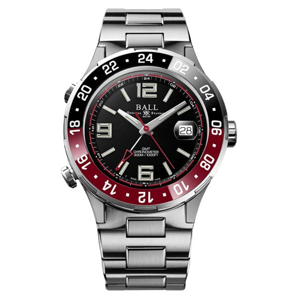 Ball Watch Watch Roadmaster Pilot GMT 40mm Black Dial Silver Steel Bracelet