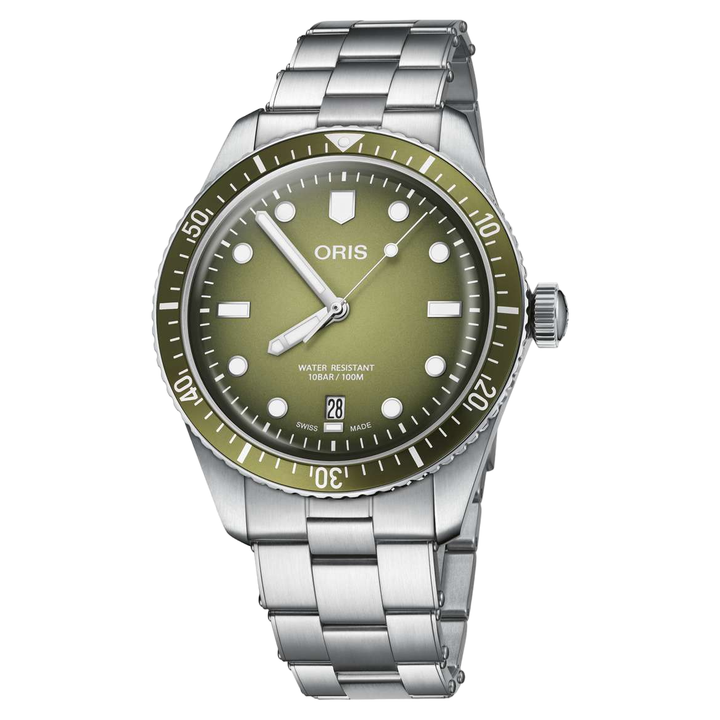 Oris Divers Sixty-Five Date 40mm Green Dial Silver Steel Bracelet