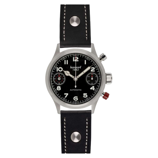 Hanhart PIONEER TwinDicator 45mm Black Dial Black Strap