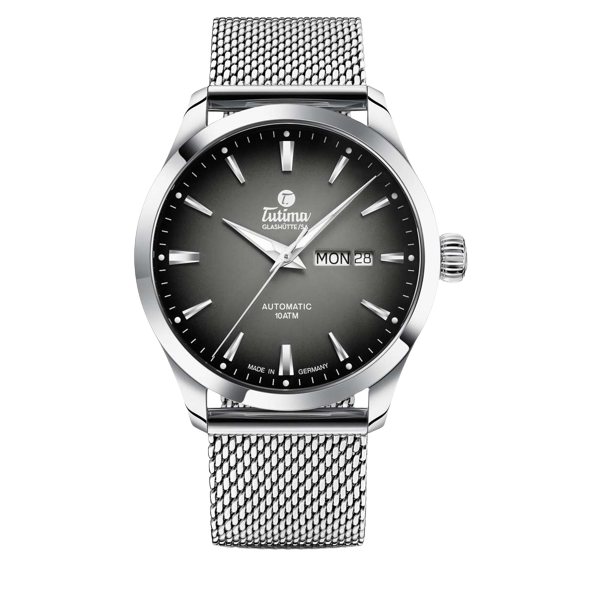 Tutima Glashütte Flieger 41mm Grey Dial Silver Steel Bracelet