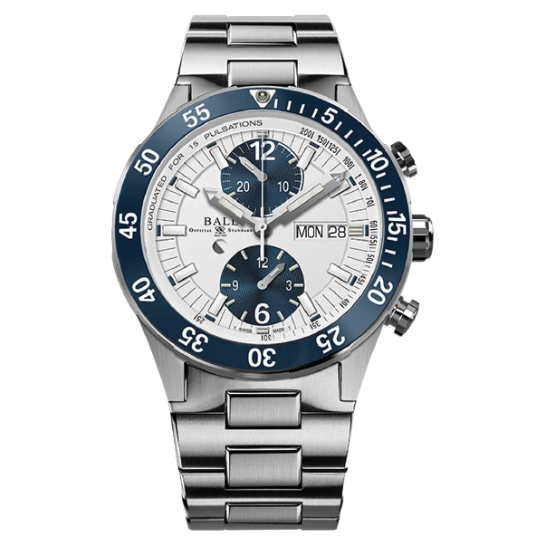 Ball Watch Watch Roadmaster Rescue Chronograph 40mm White Dial Silver Steel Bracelet