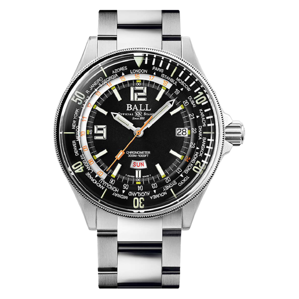 Ball Watch Watch Engineer Master II Worldtime 42mm Black Dial Silver Steel Bracelet