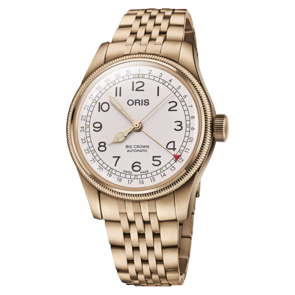 Oris Big Crown Father Time 40mm White Dial Brown / Bronze Leather Strap