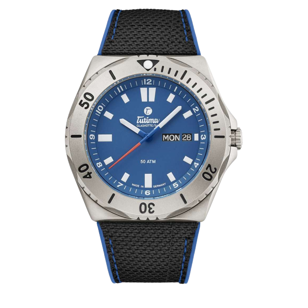 Tutima Glashütte M2 44mm Blue Dial Black Strap