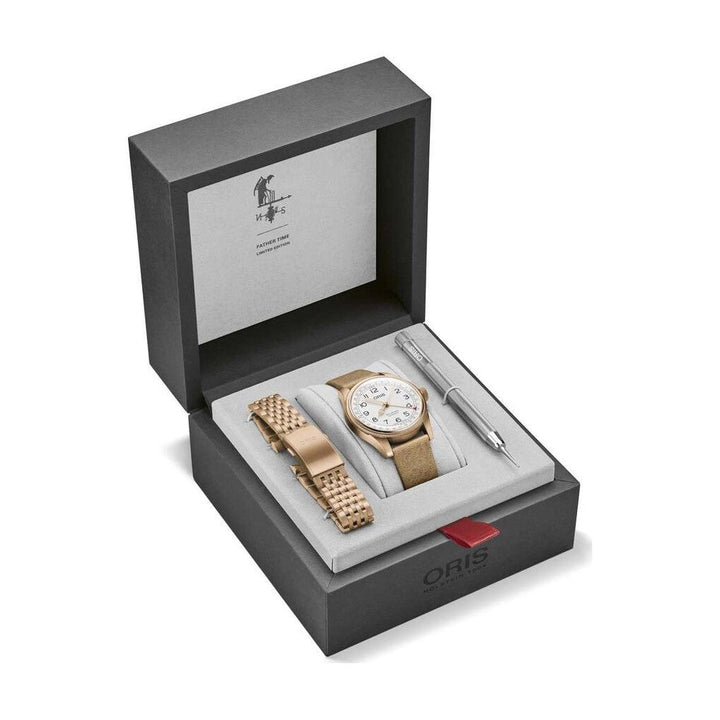 Oris Big Crown Father Time 40mm White Dial Brown / Bronze Leather Strap