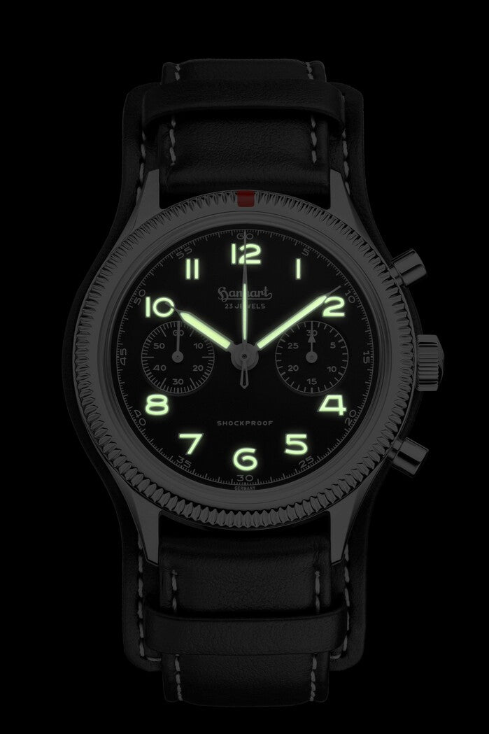 Hanhart 417 ES 42mm Black Dial Black Strap