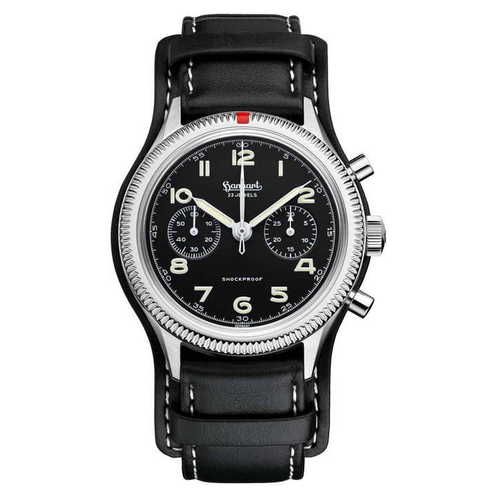 Hanhart 417 ES 42mm Black Dial Black Strap