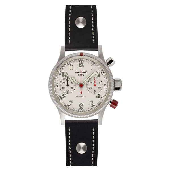 Hanhart PIONEER Mk II 40mm White Dial Black Strap