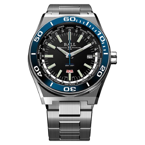 Ball Watch Watch Roadmaster Worldtime 42mm Black Dial Silver Steel Bracelet