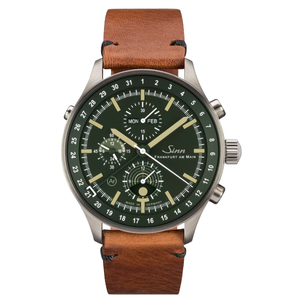 Sinn Hunting Watch 3006 44mm Green Dial Brown Strap