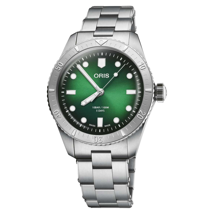 Oris Divers Sixty-Five 38mm Green Dial Silver Steel Bracelet