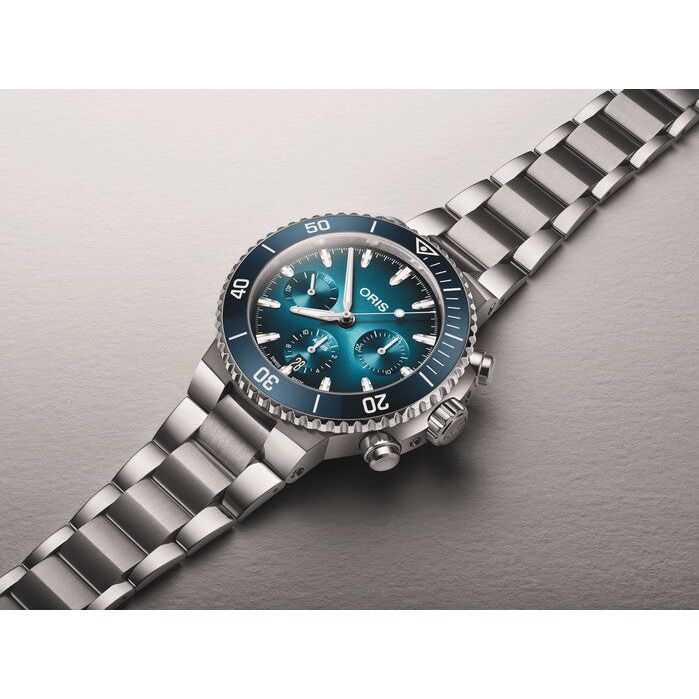 Oris Aquis Chronograph 43.5mm Blue Dial Silver Steel Bracelet