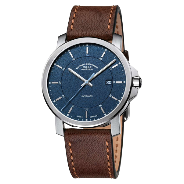 Mühle Glashütte 29er 42.4mm Blue Dial Brown Strap