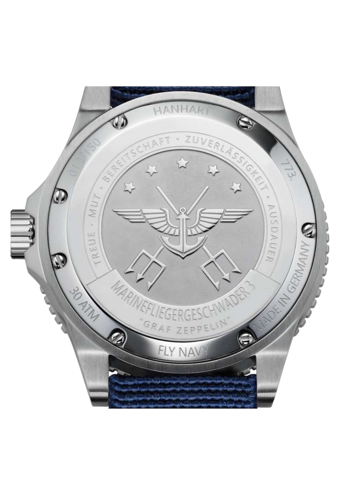 Hanhart Fly Navy MFG3 Aerosphere Ltd 42mm Navy Dial Silver Steel Bracelet