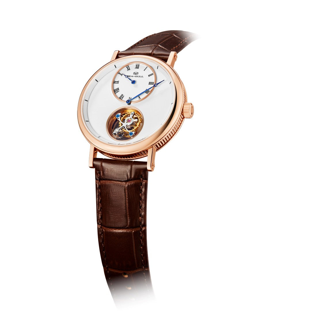 Seagull Tourbillon 39mm White Dial Brown Strap
