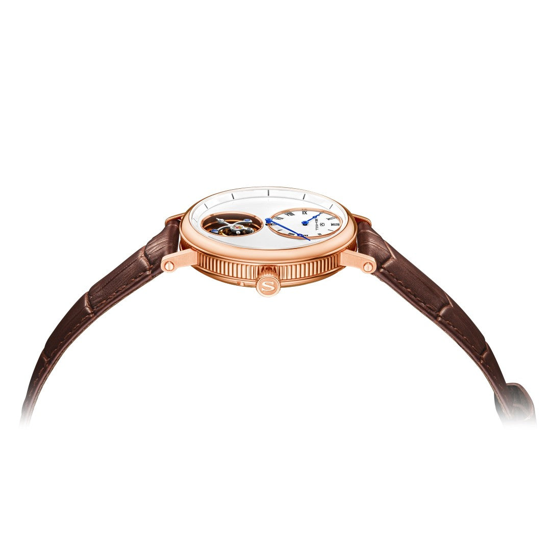 Seagull Tourbillon 39mm White Dial Brown Strap