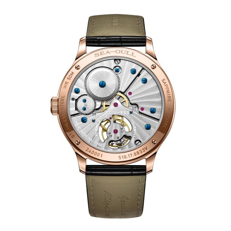 Seagull Tourbillon 42mm White Color Dial Black Strap