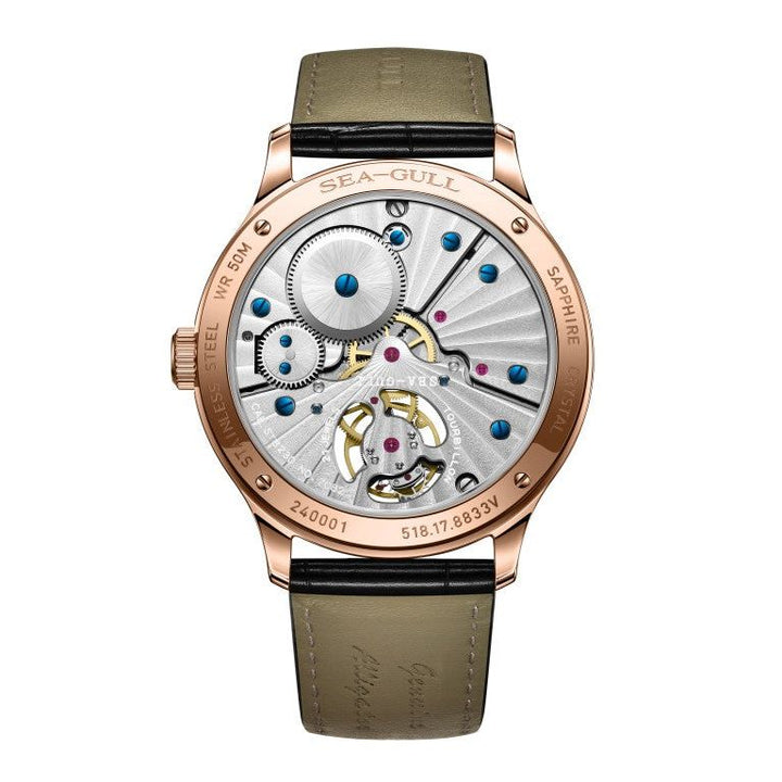 Seagull Tourbillon 42mm White Color Dial Black Strap