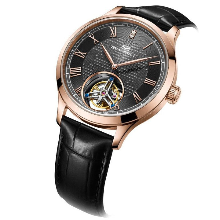 Seagull Tourbillon 42mm Black Dial Black Strap
