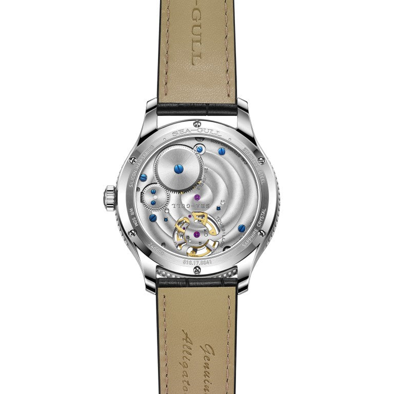 Seagull Tourbillon 42mm Red Dial Brown Strap