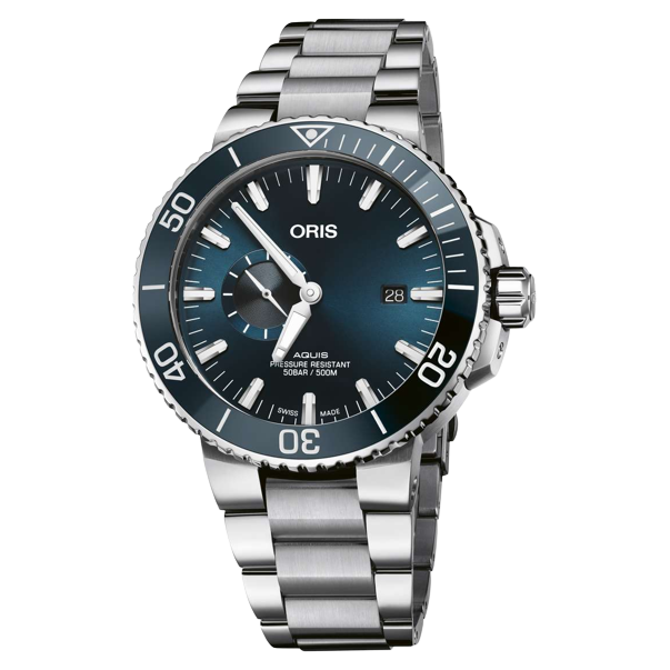 Oris Aquis Small Second 45.5mm Blue Dial Silver Steel Bracelet