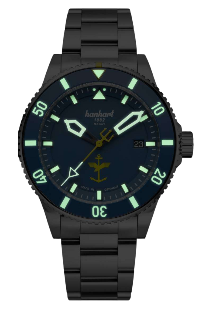 Hanhart Fly Navy MFG3 Aerosphere Ltd 42mm Navy Dial Silver Steel Bracelet