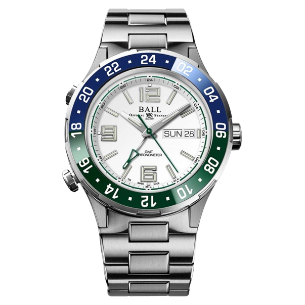 Ball Watch Watch Roadmaster Marine GMT 40mm White Dial Silver Steel Bracelet