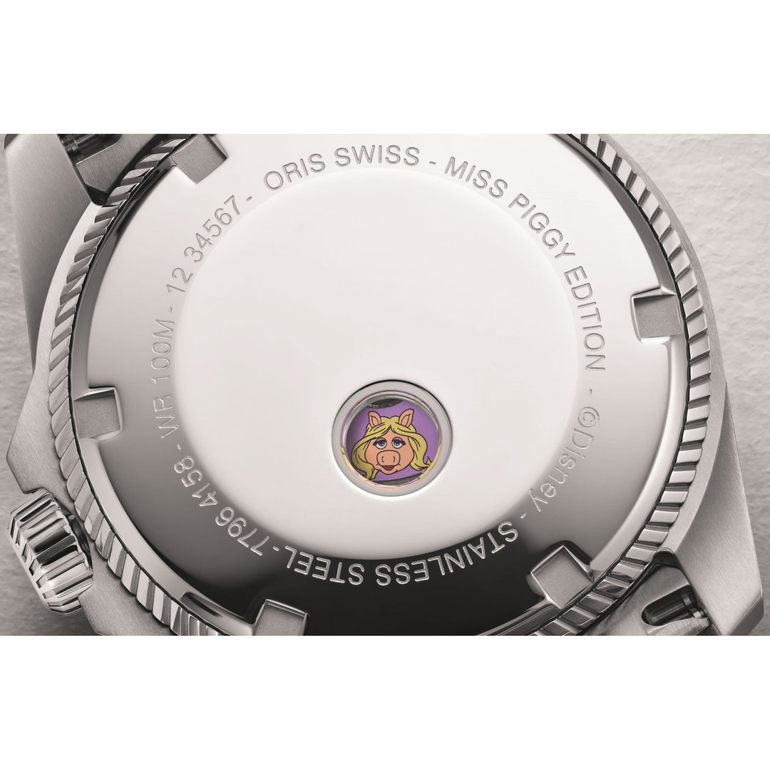 Oris Propilot X Miss Piggy Edition 34mm Pink Dial Silver Steel Bracelet