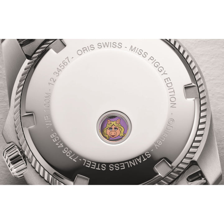 Oris Propilot X Miss Piggy Edition 34mm Pink Dial Silver Steel Bracelet